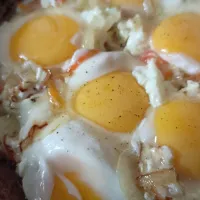 Яичница с репчатым луком и болгарским перцем